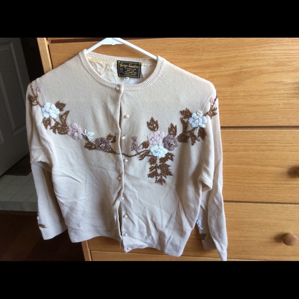 Vintage floral beaded sweater